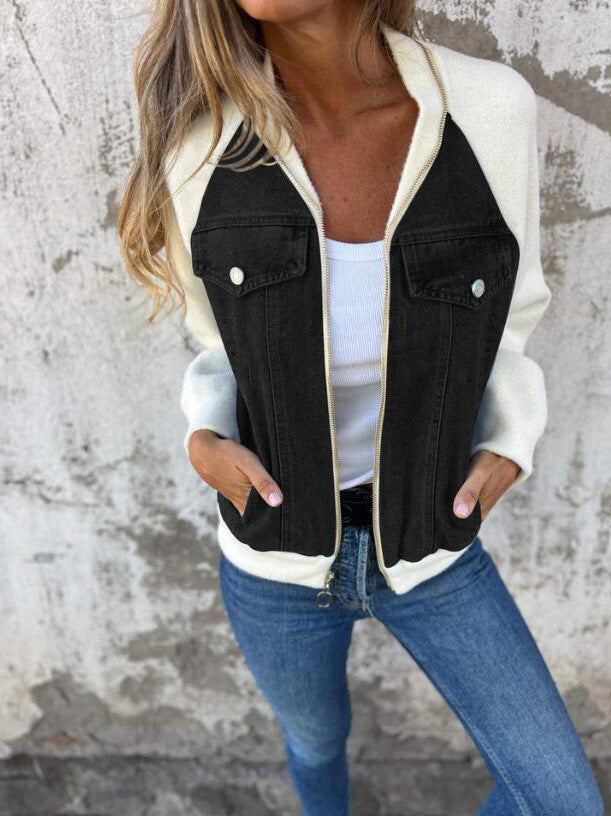 ISA | CASUAL JACKET WITH ZIP FASTENING AND V-NECK
